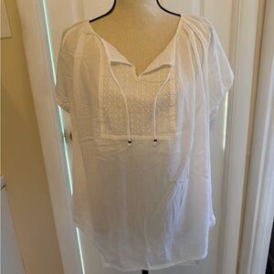 Chaps Women's White Peasant Blouse